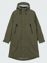 Women Recycled Longline Waterproof Jacket in Olive - Stormbird