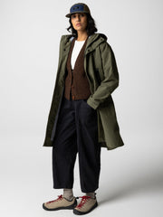 Women Recycled Longline Waterproof Jacket in Olive - Stormbird
