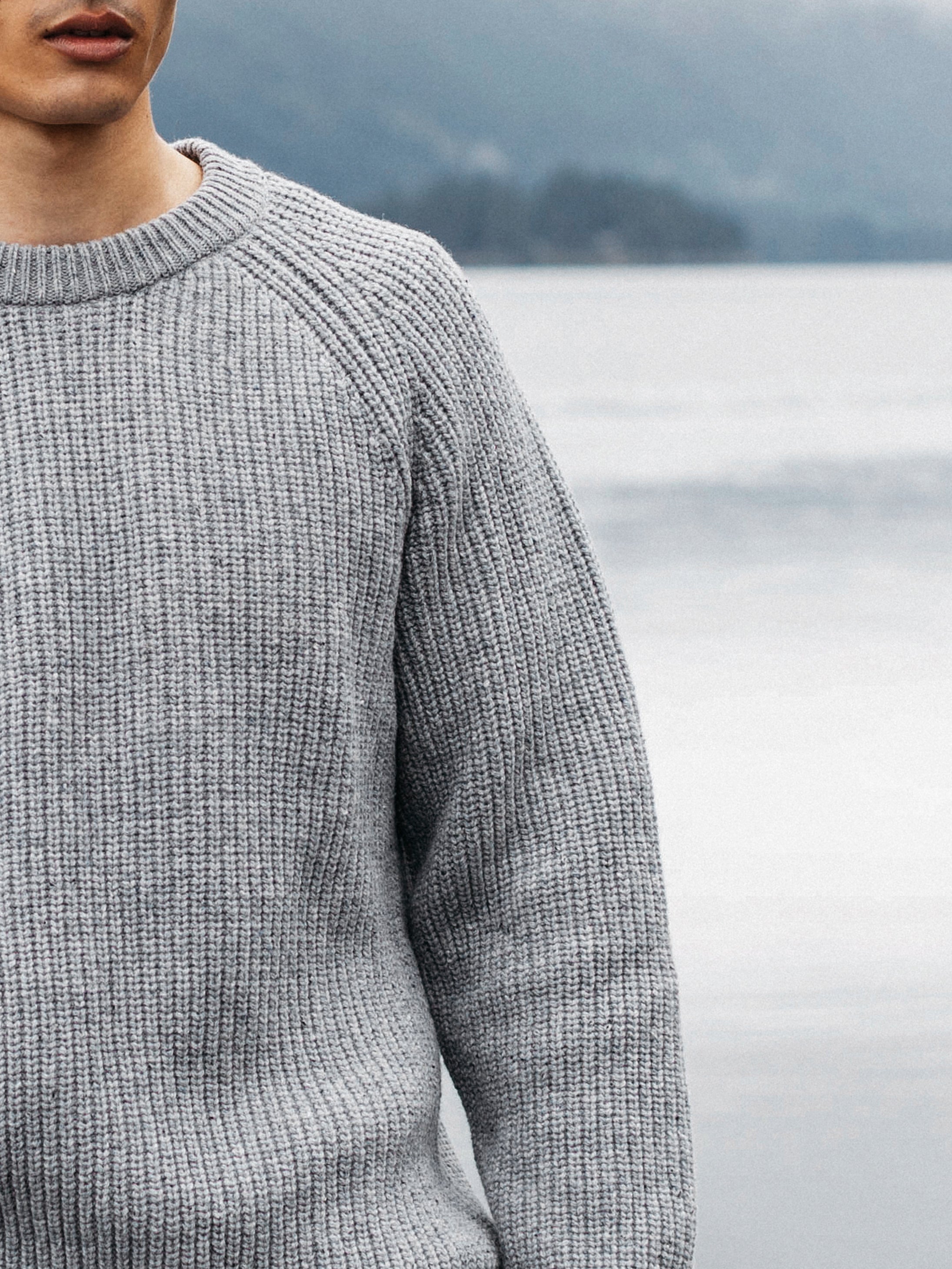 Men Wool Jumper in Grey Blue - Mora