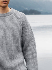 Men Wool Jumper in Grey Blue - Mora