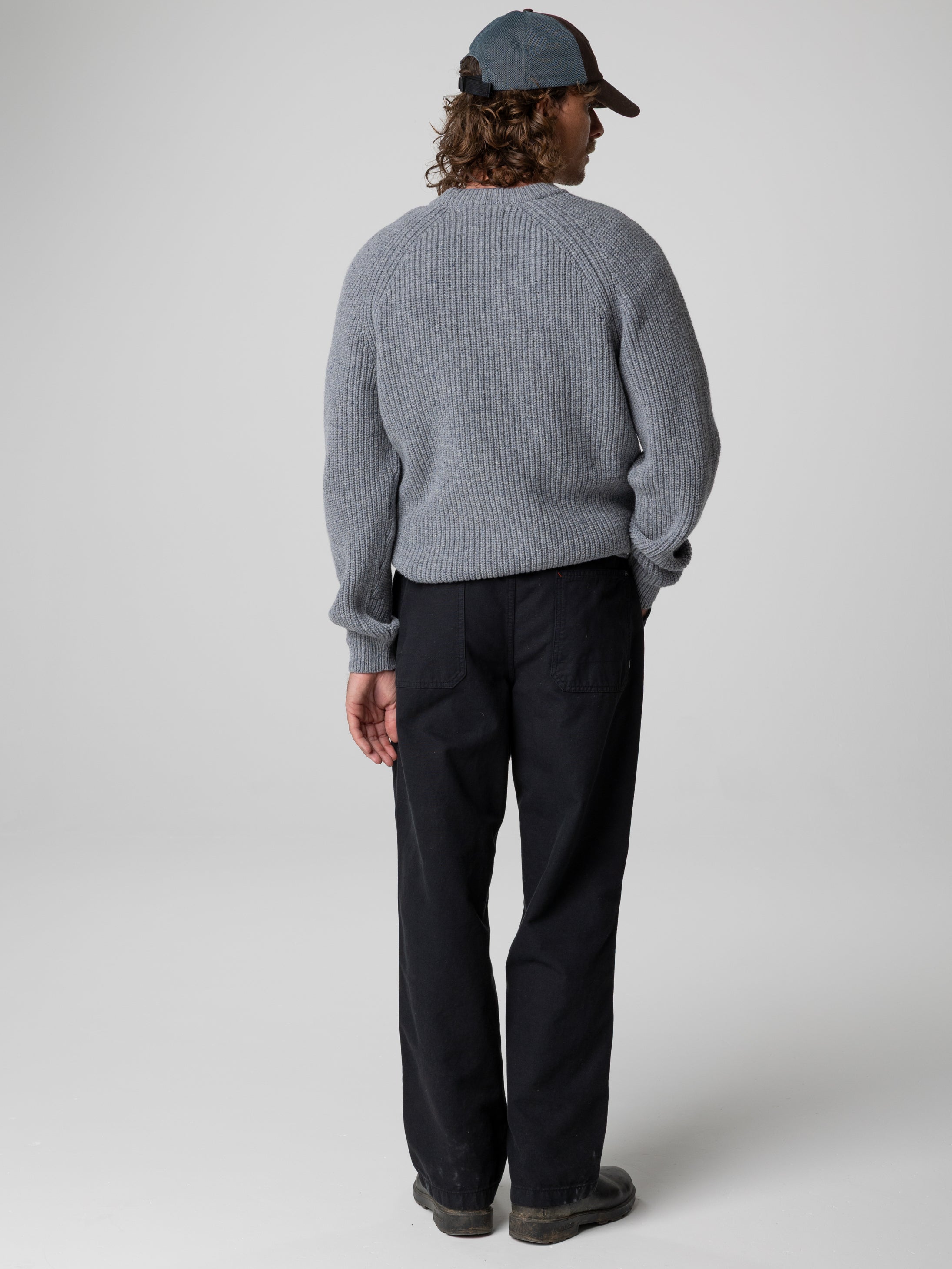 Men Wool Jumper in Grey Blue - Mora