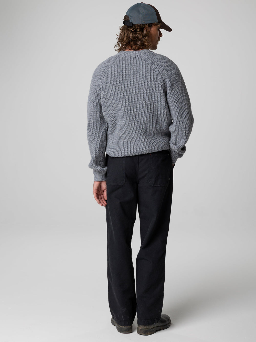 Men Wool Jumper in Grey Blue - Mora