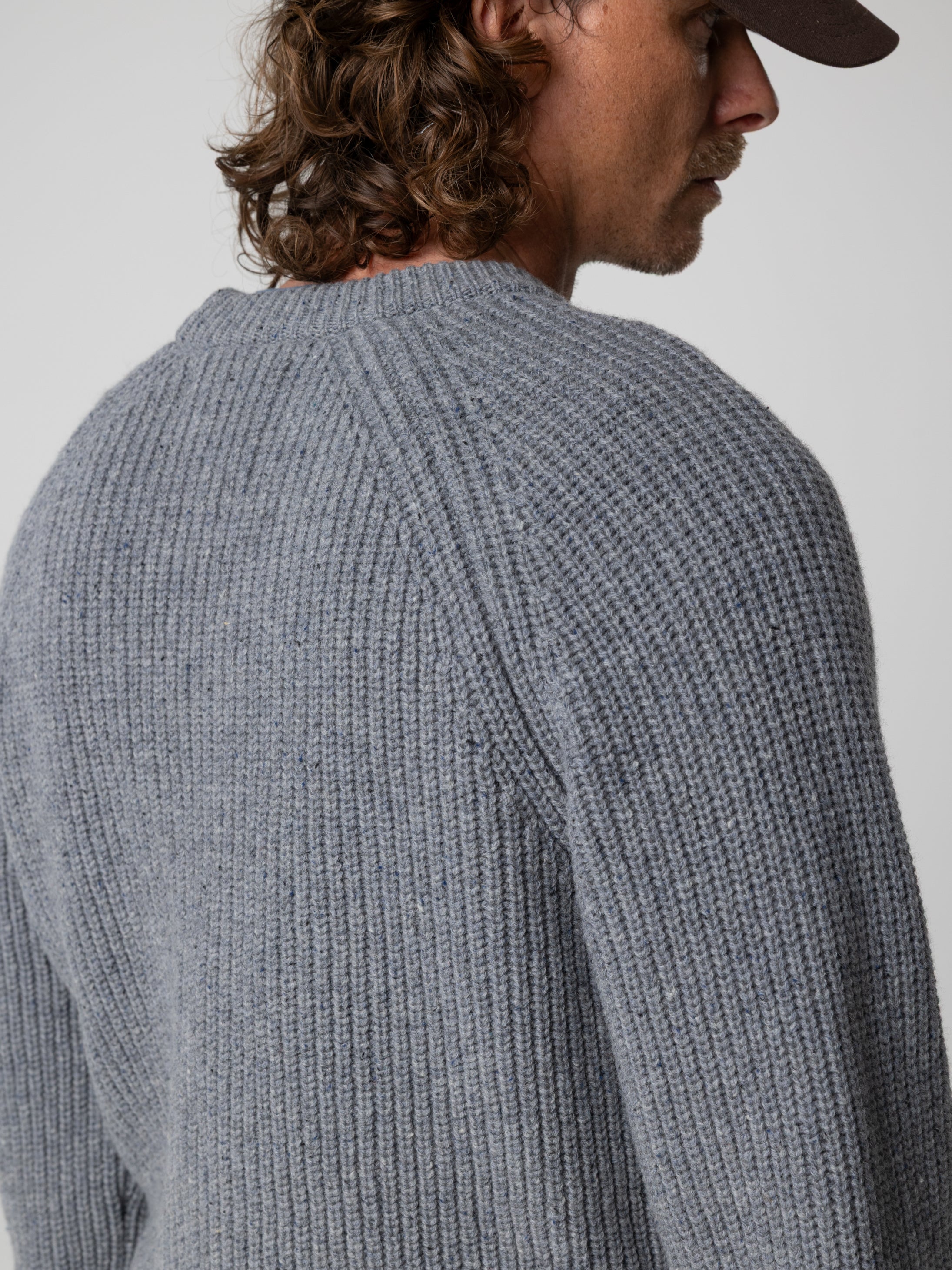 Men Wool Jumper in Grey Blue - Mora