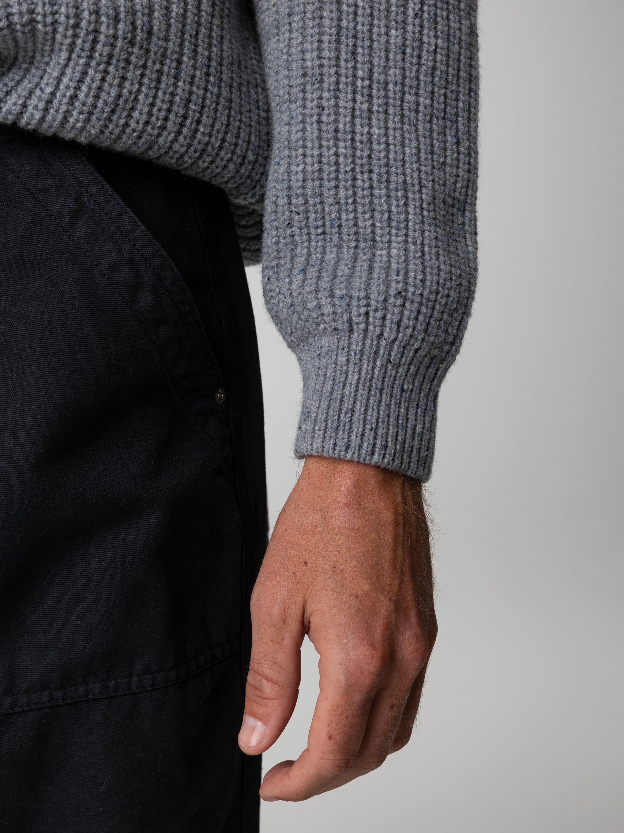 Men Wool Jumper in Grey Blue - Mora