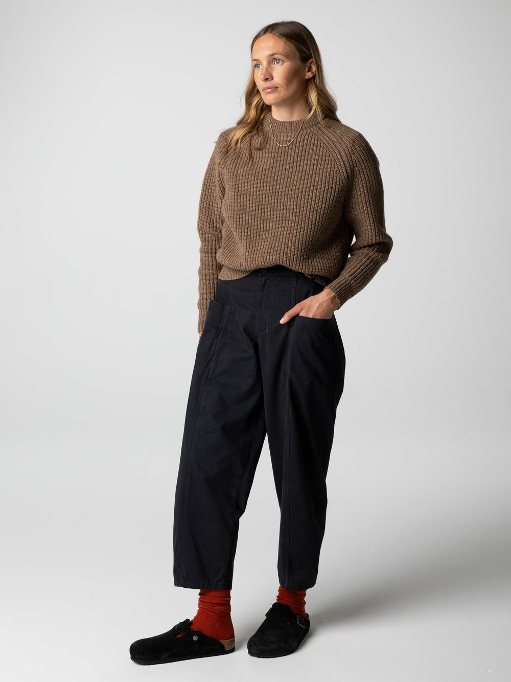 Women Wool Knit Jumper in Brown - Mora