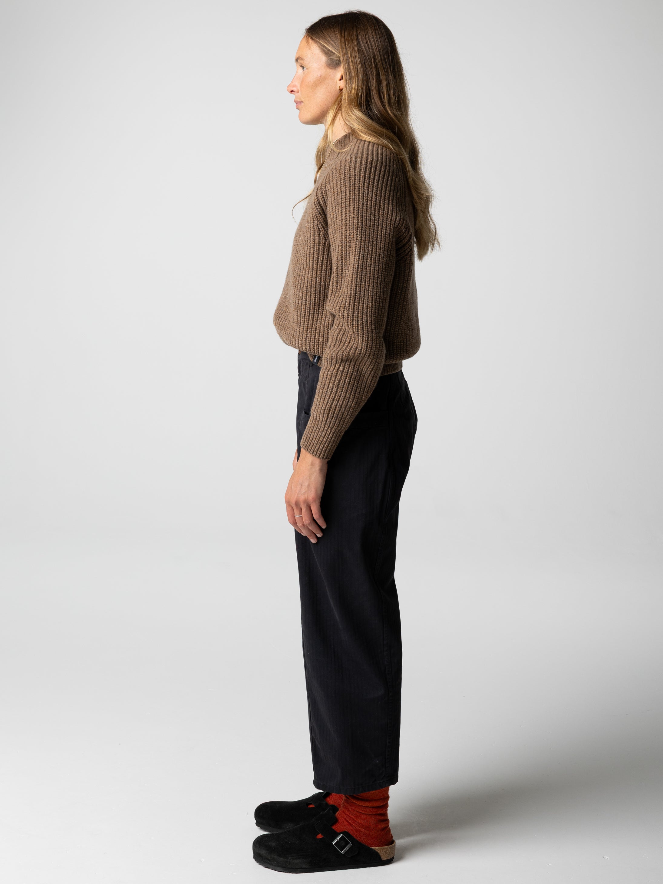 Women Wool Knit Jumper in Brown - Mora