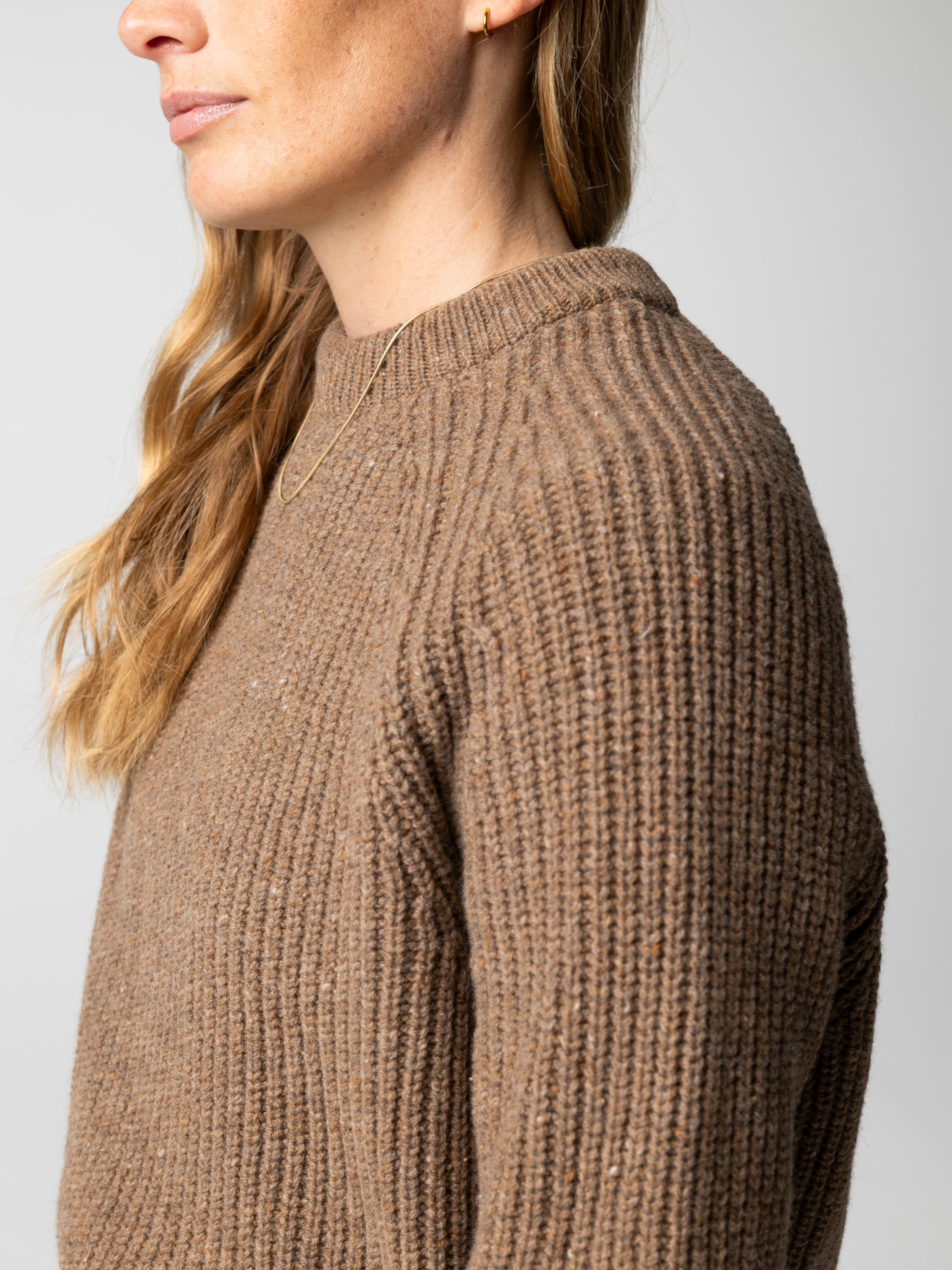 Women Wool Knit Jumper in Brown - Mora