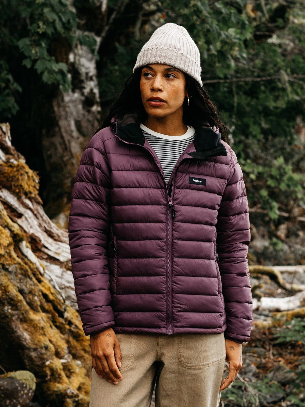 Women Recycled Hooded Jacket in Plum - Nimbus