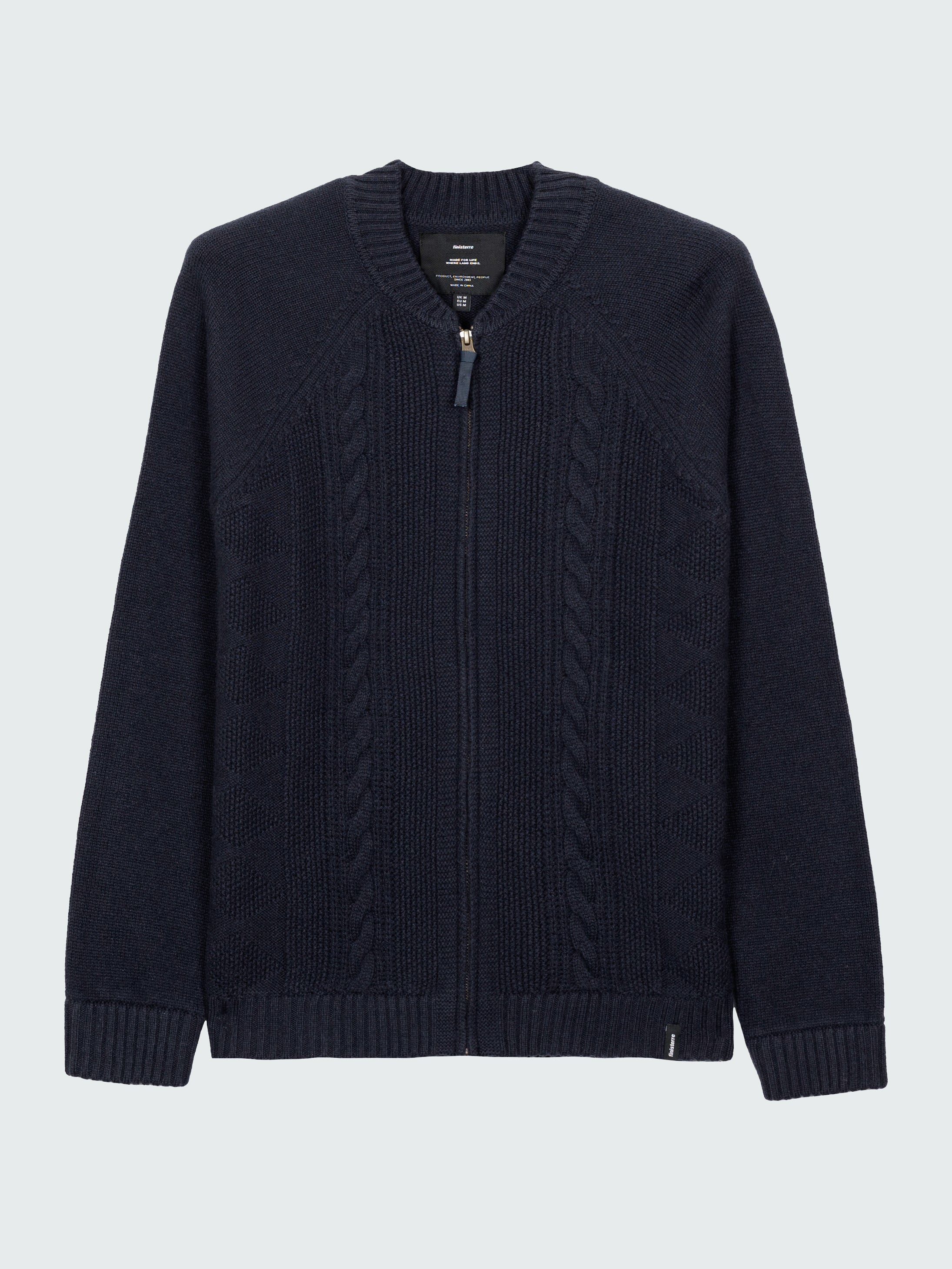 Men Wool Knit Cardigan in Navy - Polperro