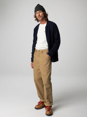 Men Wool Knit Cardigan in Navy - Polperro