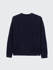 Women Wool Knit Jumper in Navy - Polperro