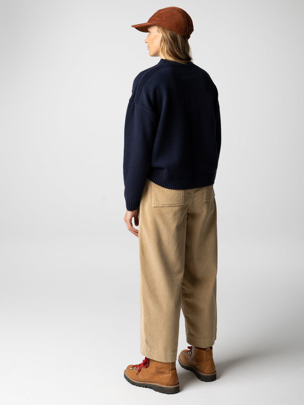 Women Wool Knit Jumper in Navy - Polperro
