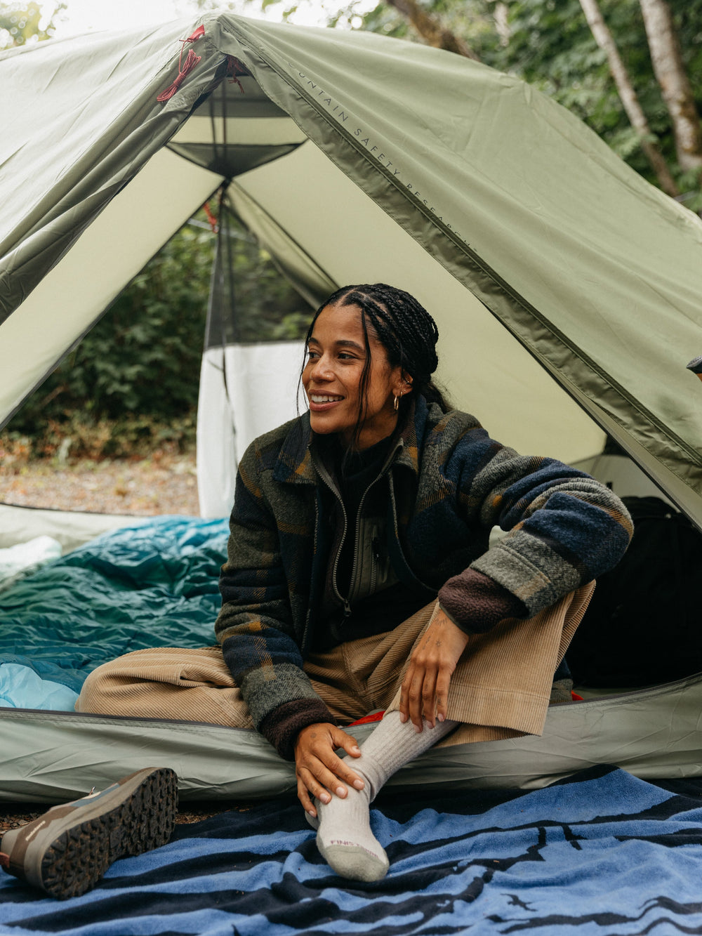 Women Wool Blend Blanket Jacket in Sugar Kelp Multi - Stowe