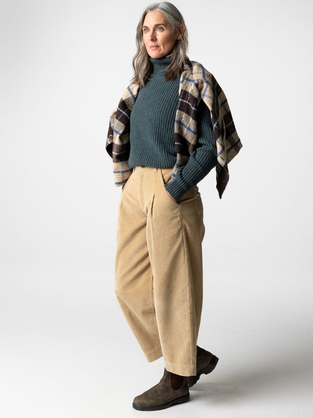 Women Organic Cotton Cord Trouser in Flint - Studio