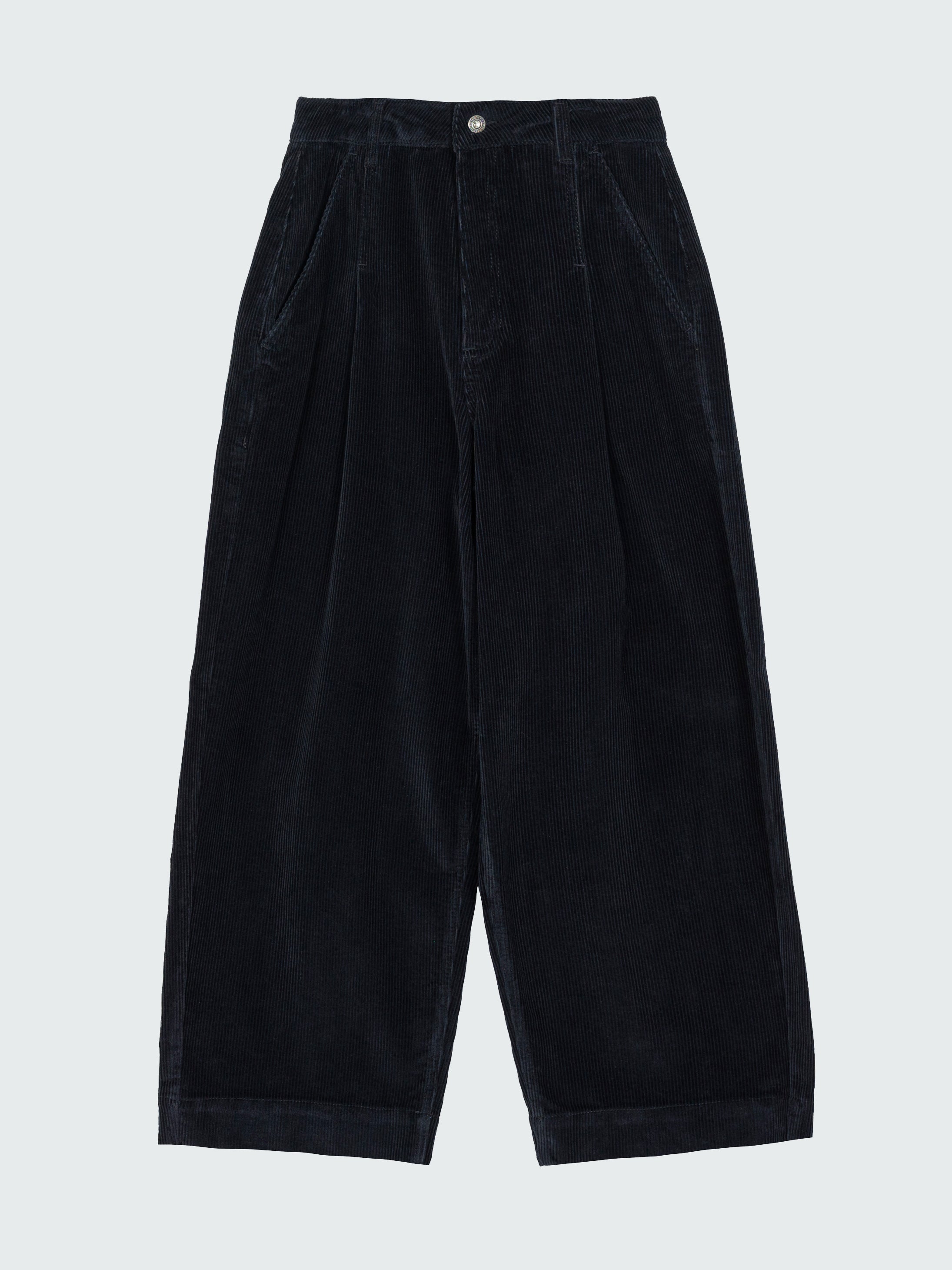 Women Organic Cotton Cord Trouser in Black - Studio