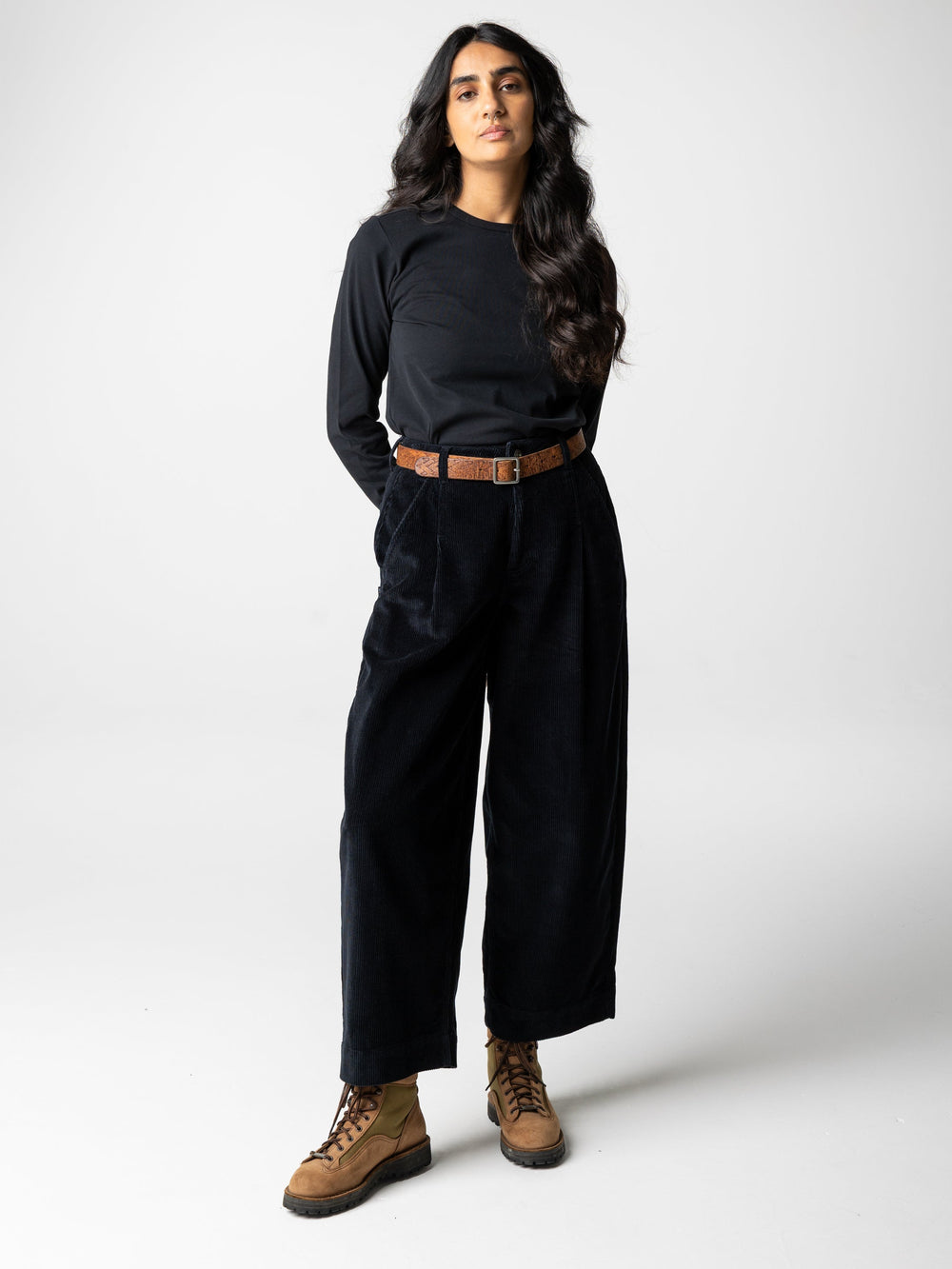 Women Organic Cotton Cord Trouser in Black - Studio