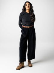 Women Organic Cotton Cord Trouser in Black - Studio