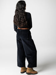 Women Organic Cotton Cord Trouser in Black - Studio