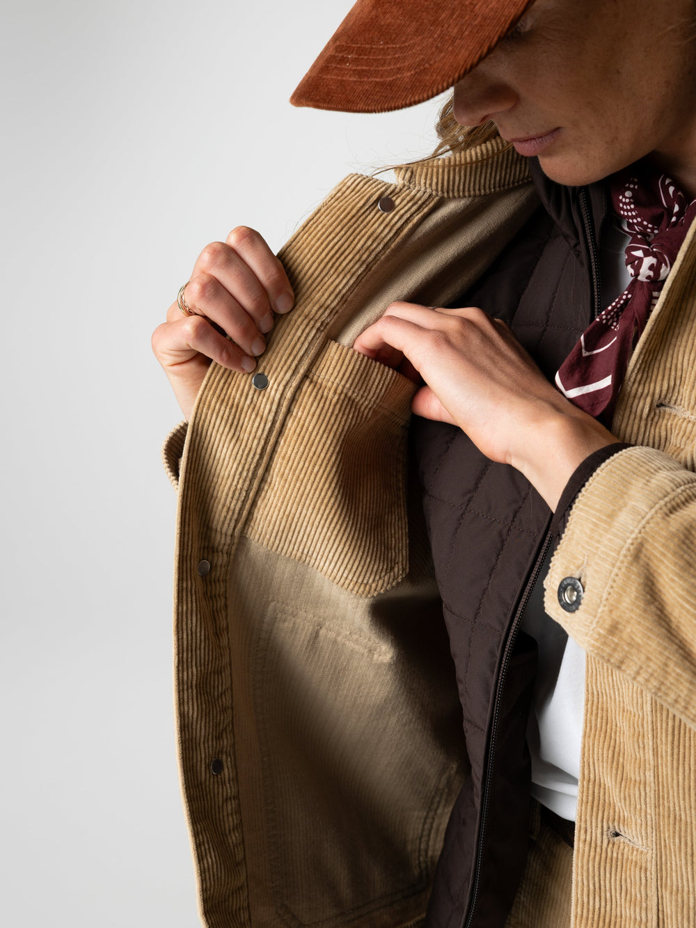Women Organic Cotton Cord Chore Jacket in Flint - Yarrel