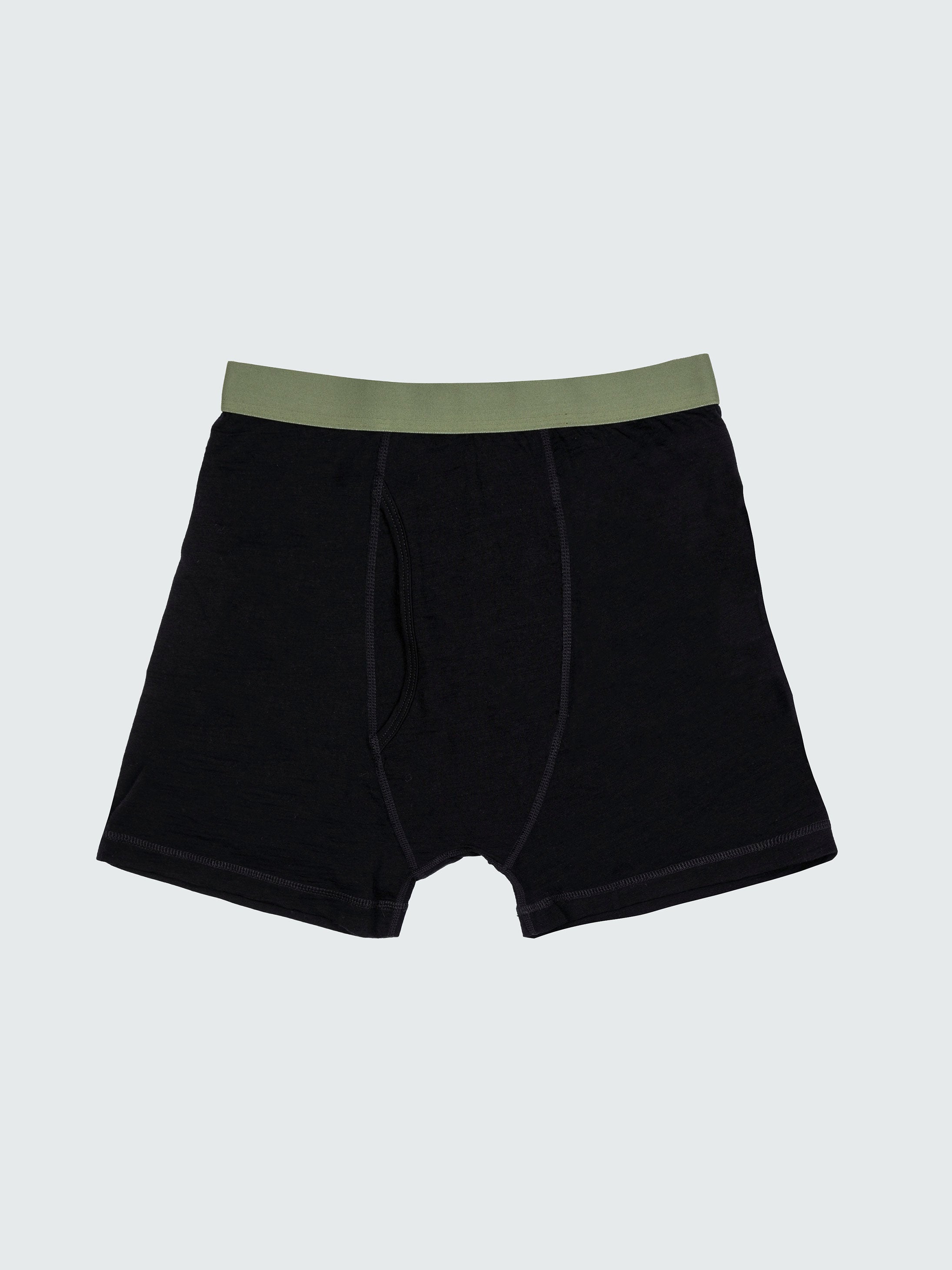 Men Eddy 2.0 Merino Wool Boxers in Black/Olive