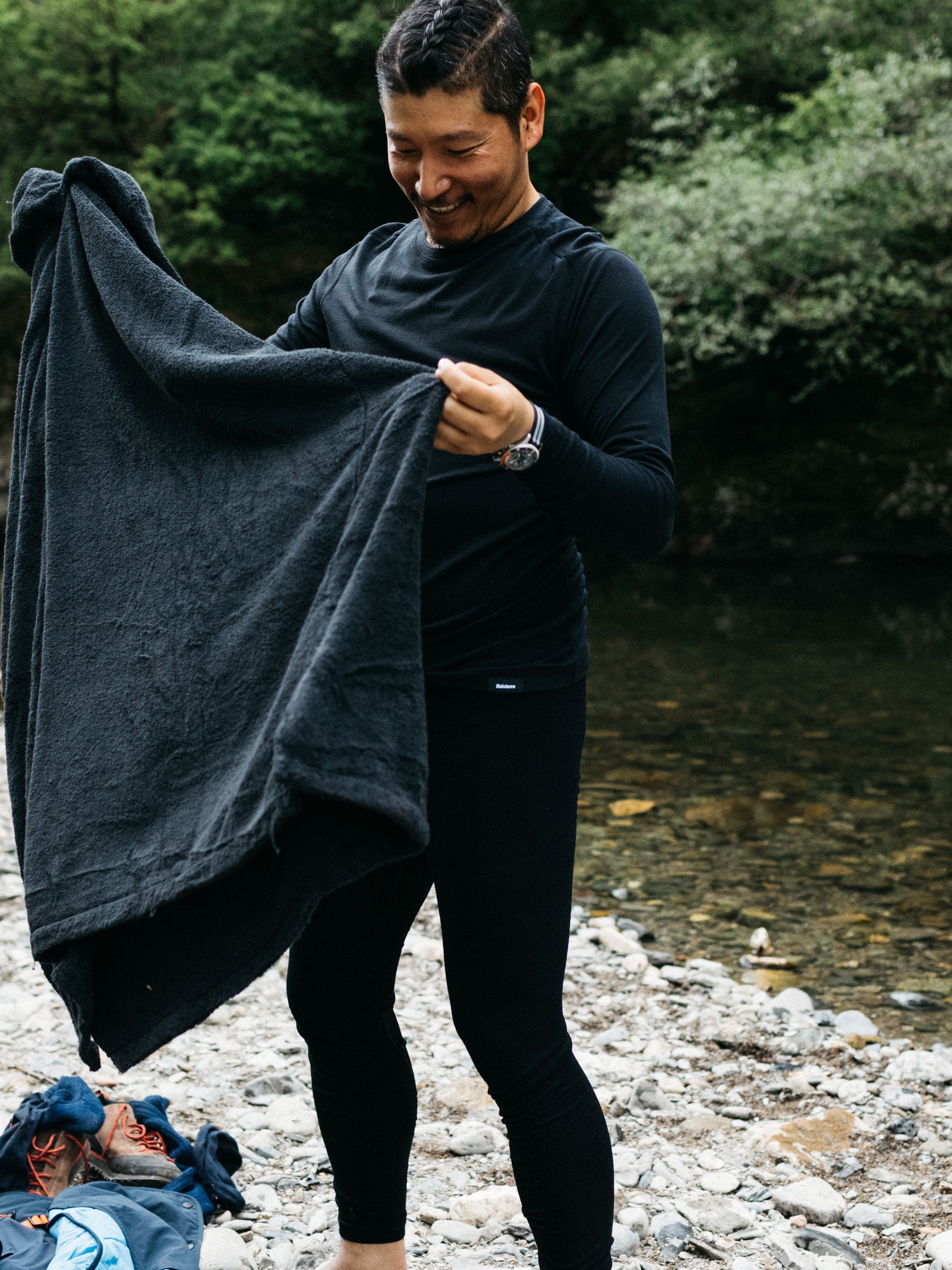 Men Eddy 2.0 Merino Wool Long Johns in Black/Olive