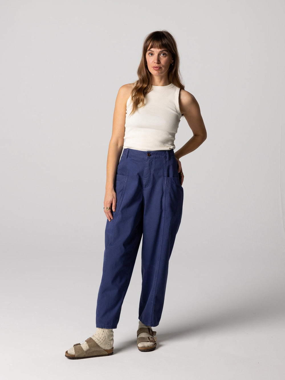 Women Organic White Ribbed Vest - Powes