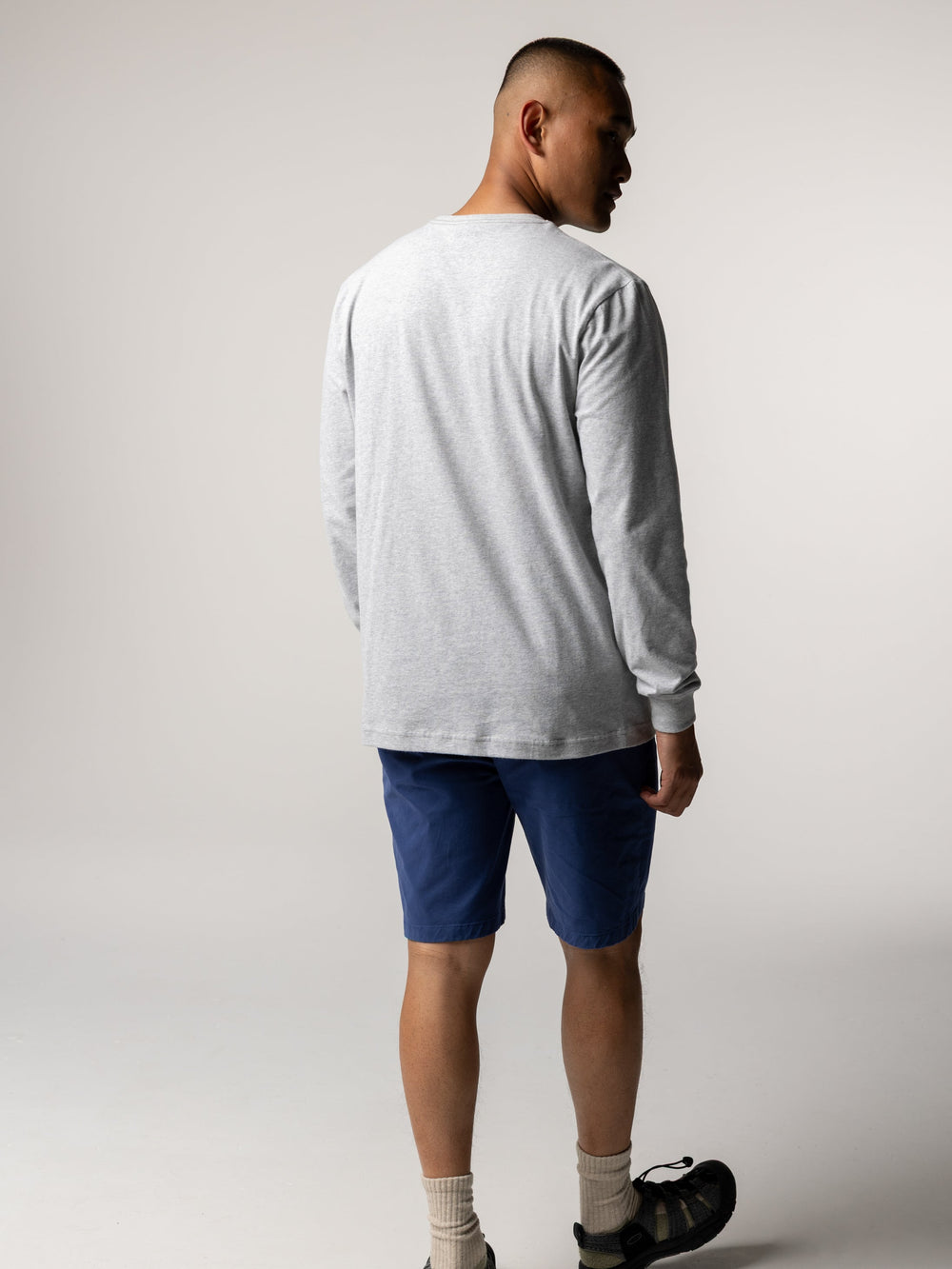 Men Harlyn Logo Long Sleeve T-Shirt in Grey Marl