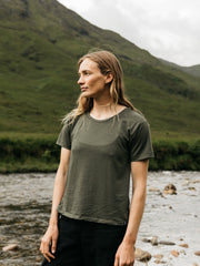 Women Merino T-Shirt Baselayer in Olive - Seeker