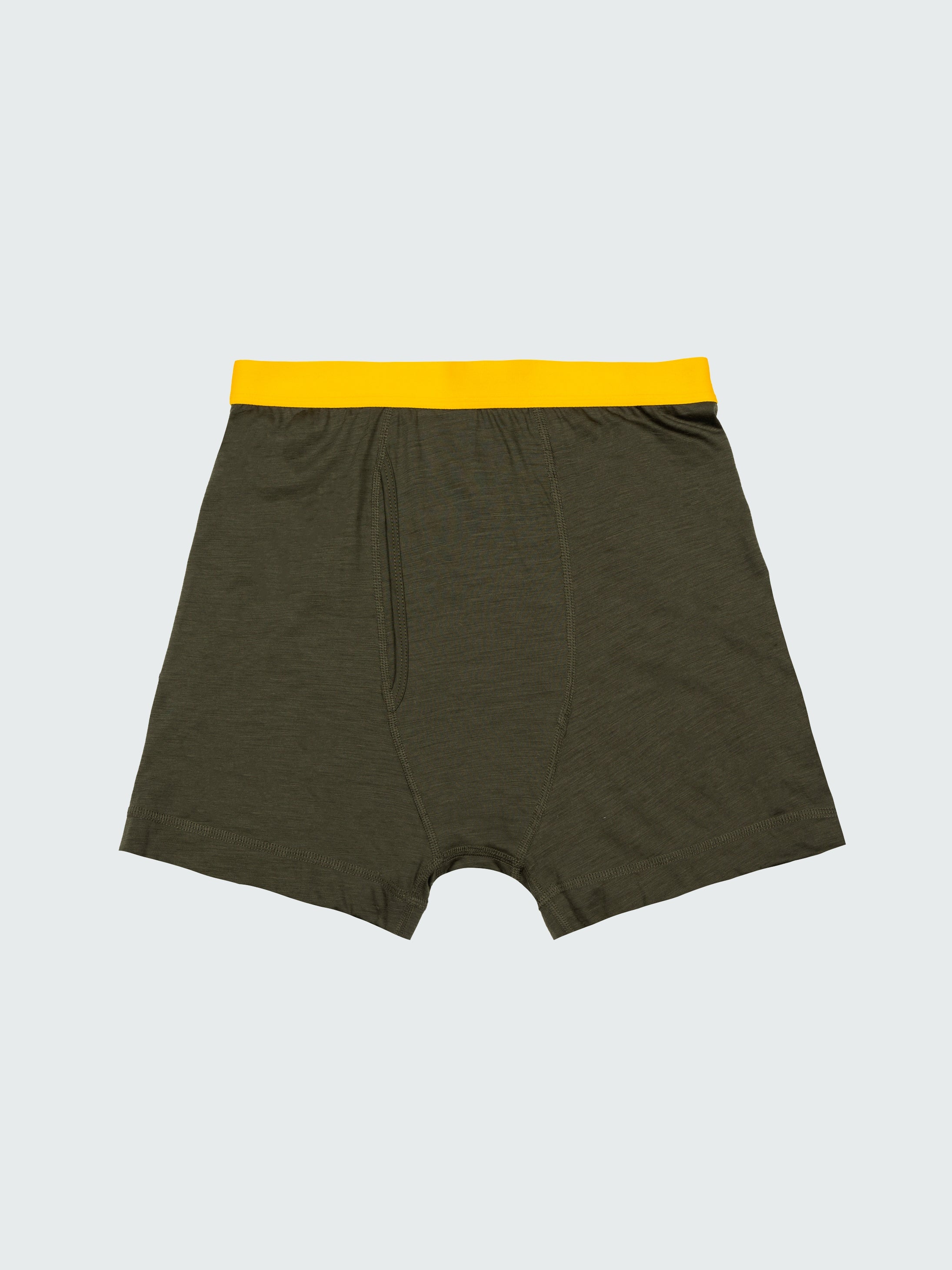 Men Merino Boxers in Olive/Yellow - Eddy