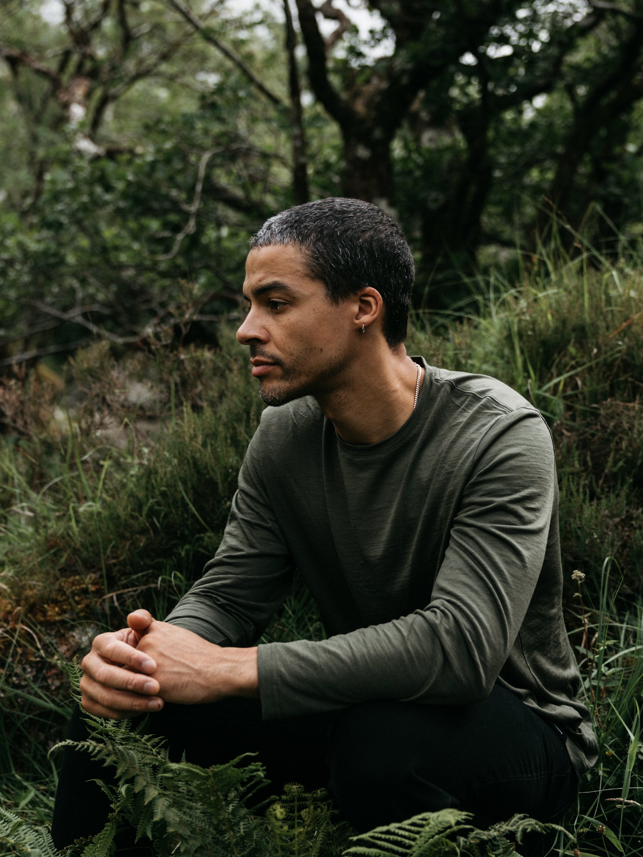 Men Merino Long Sleeve Baselayer in Olive - Seeker