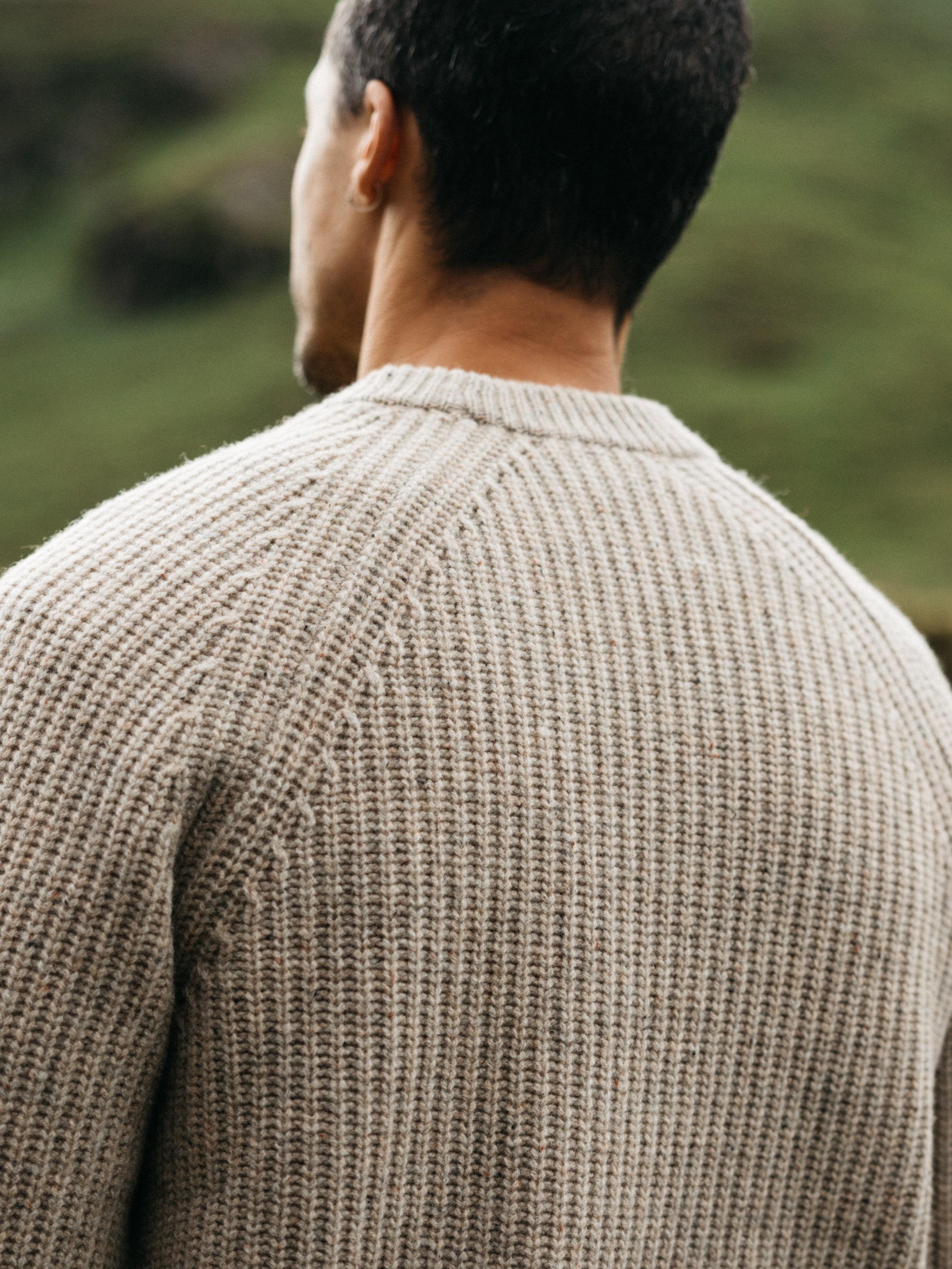 Men Wool Knit Jumper in Oatmeal - Mora
