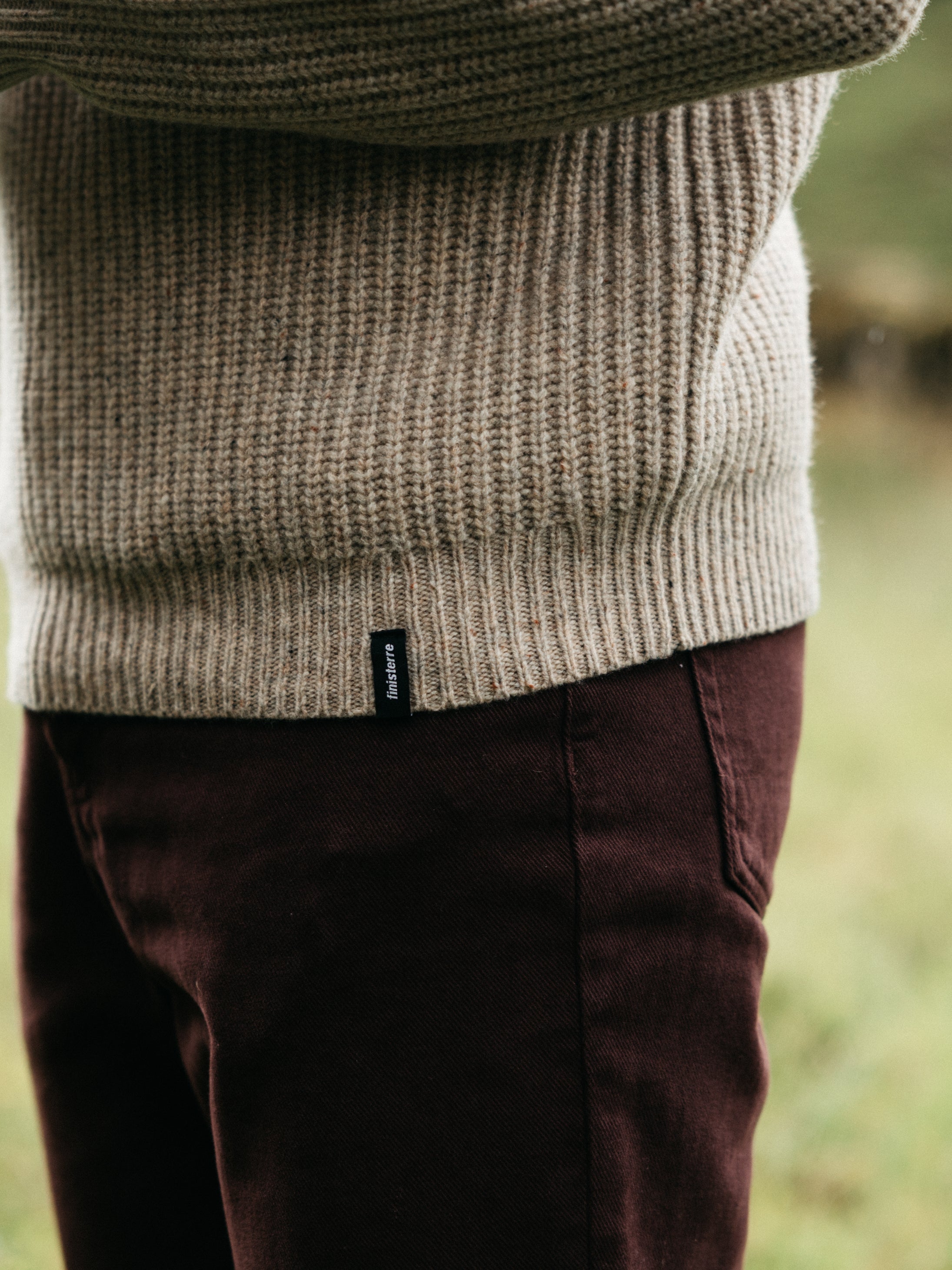 Men Wool Knit Jumper in Oatmeal - Mora
