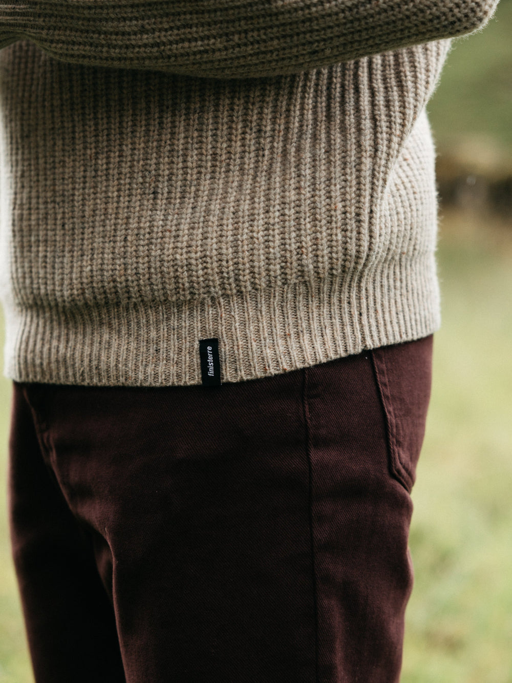 Men Wool Knit Jumper in Oatmeal - Mora